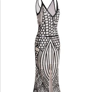 1920s inspired floor length sequin dress